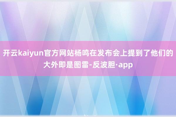 开云kaiyun官方网站杨鸣在发布会上提到了他们的大外即是图雷-反波胆·app