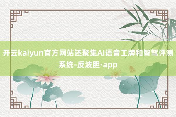 开云kaiyun官方网站还聚集AI语音工牌和智驾评测系统-反波胆·app