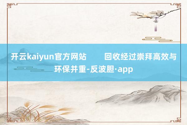 开云kaiyun官方网站        回收经过崇拜高效与环保并重-反波胆·app