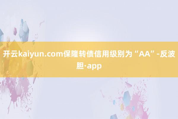 开云kaiyun.com保隆转债信用级别为“AA”-反波胆·app