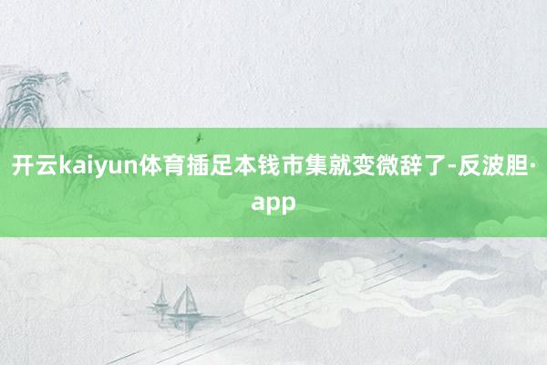 开云kaiyun体育插足本钱市集就变微辞了-反波胆·app