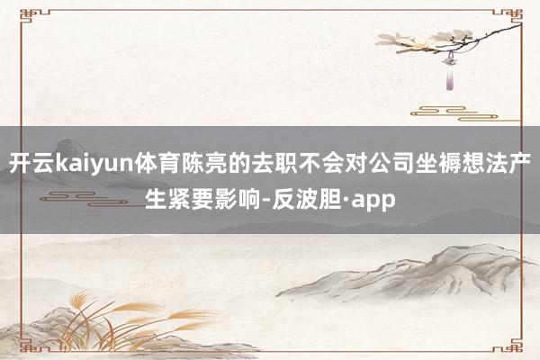 开云kaiyun体育陈亮的去职不会对公司坐褥想法产生紧要影响-反波胆·app