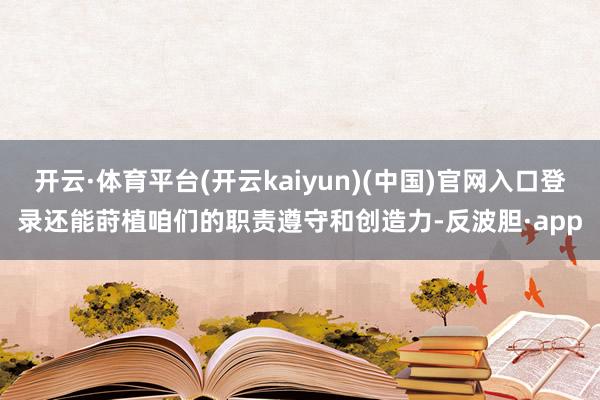 开云·体育平台(开云kaiyun)(中国)官网入口登录还能莳植咱们的职责遵守和创造力-反波胆·app