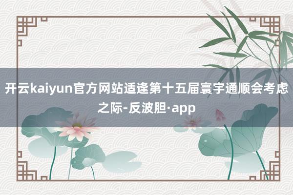 开云kaiyun官方网站适逢第十五届寰宇通顺会考虑之际-反波胆·app