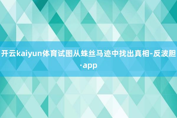 开云kaiyun体育试图从蛛丝马迹中找出真相-反波胆·app
