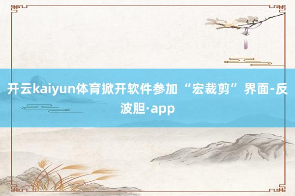 开云kaiyun体育掀开软件参加 “宏裁剪” 界面-反波胆·app