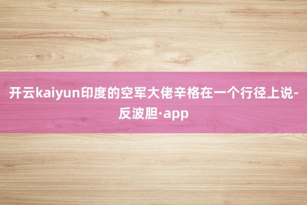 开云kaiyun印度的空军大佬辛格在一个行径上说-反波胆·app