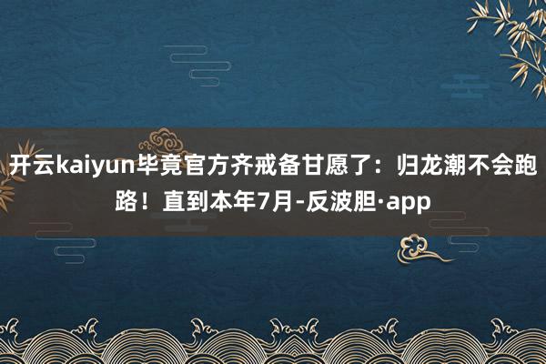 开云kaiyun毕竟官方齐戒备甘愿了:归龙潮不会跑路!直到本年7月-反波胆·app