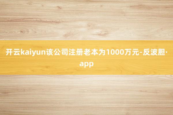 开云kaiyun该公司注册老本为1000万元-反波胆·app