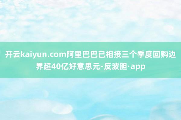 开云kaiyun.com阿里巴巴已相接三个季度回购边界超40亿好意思元-反波胆·app