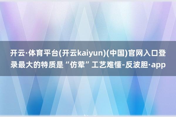 开云·体育平台(开云kaiyun)(中国)官网入口登录最大的特质是“仿荤”工艺难懂-反波胆·app