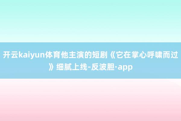 开云kaiyun体育他主演的短剧《它在掌心呼啸而过》细腻上线-反波胆·app