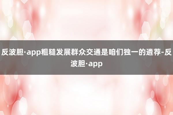反波胆·app粗糙发展群众交通是咱们独一的遴荐-反波胆·app
