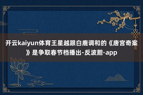 开云kaiyun体育王星越跟白鹿调和的《唐宫奇案》是争取春节档播出-反波胆·app