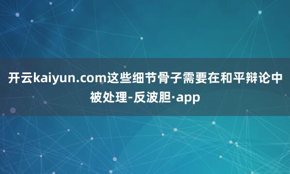开云kaiyun.com这些细节骨子需要在和平辩论中被处理-