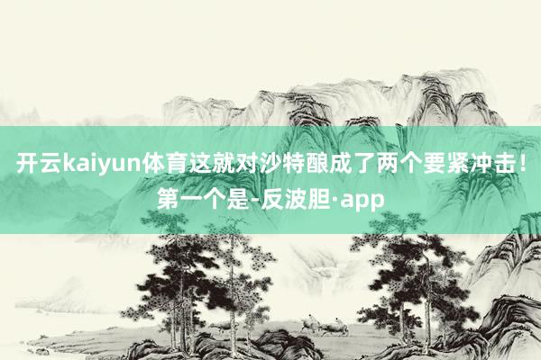 开云kaiyun体育这就对沙特酿成了两个要紧冲击！第一个是-反波胆·app