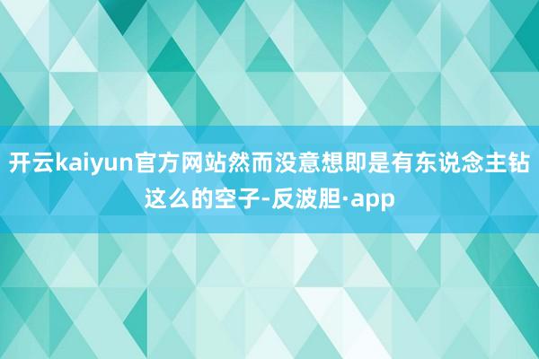 开云kaiyun官方网站然而没意想即是有东说念主钻这么的空子-反波胆·app